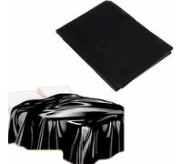 Sinorichh Juego de colchas de sábana de plástico impermeable de PVC para evitar que el colchón se moje (negro)