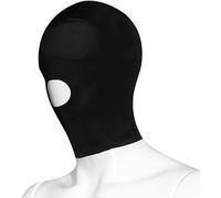 Sinorichh Máscara de capucha de tapa completa máscara elástica, negra transpirable, diseño de boca expuesta, máscara de rol, tamaño medio negro universal para hombres y mujeres