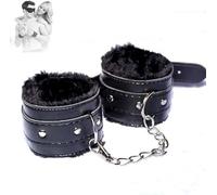 Sinorichh Señora - esposas de relleno de cuero negro ajustables, accesorios para juegos de fiesta