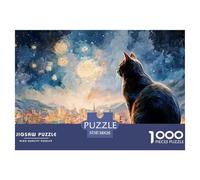 Sinoshow_24085_a_Black_Cat_Watching_The_Night_Sky_Van_Gogh_Styl_1b631be2-f203-4bd1-9340-f07b44859fc8_2 1000 Piezas Rompecabezas Estimulante Y Educativo Juego De Rompecabezas, Juguetes Educativos Únic