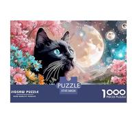 Sinoshow_24085_a_Black_Cat_with_Blue_Eyes_and_Colorful_Flowers__781497af-081c-4fc5-b3c9-ce4ea2853376_3 1000 Piezas Rompecabezas Estimulante Y Educativo Rompecabezas, Imágenes Vi