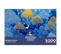 Sinoshow_24085_a_Blue_Forest_with_White_Birds_and_Golden_Deer_i_e2b18e37-778e-4c5f-bc60-2e003debde00_2 1000 Piezas Rompecabezas Estimulante Y Educativo Juego De Rompecabezas, Juguetes Educativos Únic