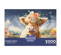 Sinoshow_24085_a_Cute_Baby_Highland_Cow_Wearing_Orange_Flowers__a17867de-f362-4dc0-8ec8-8ee6f2b1a785_2 1000 Piezas Rompecabezas Difícil, Desafiante, Casi Imposible Juego De Rompecabezas, Regalo De Na