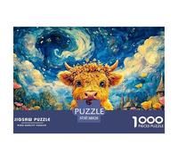 Sinoshow_24085_a_Cute_Baby_Highland_Cow_with_Orange_Flowers_on__d8b1ba1b-e731-4ce8-9e62-aff149c279a0_2 1000 Piezas Rompecabezas Difícil, Desafiante, Casi Imposible Rompecabezas, Juguetes Educativos Ú