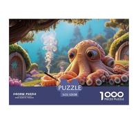 Sinoshow_24085_a_Cute_Octopus_Lying_on_The_Ocean_Floor_Smoking__1102f449-fd12-4d07-a724-b5fbb625109d_4 1000 Piezas Rompecabezas Estimulante Y Educativo Rompecabezas, Juego Familiar Anti-Estrés, Regal