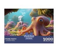 Sinoshow_24085_a_Cute_Octopus_Lying_on_The_Ocean_Floor_Smoking__1102f449-fd12-4d07-a724-b5fbb625109d_2 1000 Piezas Rompecabezas Difícil, Desafiante, Casi Imposible Juego De Rompecabezas, Juego Famili
