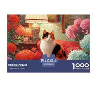 Sinoshow_24085_a_Fluffy_Calico_Cat_Surrounded_by_Flowers_in_The_1e9116f3-4d3a-4a14-83fe-9dfdd40b4f4d_2 1000 Piezas Rompecabezas Estimulante Y Educativo Rompecabezas, Juguetes Educativos Únicos Y Esti