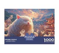 Sinoshow_24085_a_Fluffy_White_Cat_Sits_on_The_Table_with_Closed_8a7642bd-8c98-4d15-9671-5a14b0efa276_3 1000 Piezas Rompecabezas Difícil, Desafiante, Casi Imposible Juego De Rompecabezas, Juguetes Edu