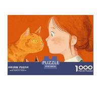 Sinoshow_24085_a_Ginger_Girl_with_Yellow_Eyes_is_Petting_an_Ora_c0a43636-7ace-422f-95b6-dcf65f9ce2d8_1 1000 Piezas Rompecabezas Difícil, Desafiante, Casi Imposible Juego De Rompecabezas, Juguetes Edu
