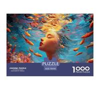 Sinoshow_24085_a_Girl_is_Swimming_in_The_Sea_Surrounded_by_Fish_45e13338-c824-4e8f-a885-49419661cfc5_3 1000 Piezas Jigsaw Puzzle Difícil, Desafiante, Casi Imposible Juego De Rompecabezas, Juego Famil