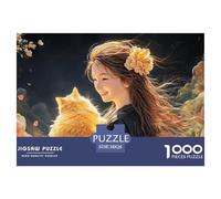 Sinoshow_24085_a_Girl_with_Long_Brown_Hair_and_a_Yellow_Cat_wea_a7dbb918-4a33-4b2d-9b09-1e455fbec91f_1 1000 Piezas Rompecabezas Difícil, Desafiante, Casi Imposible Rompecabezas, Juego Familiar Anti-E