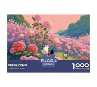 Sinoshow_24085_a_Large_Field_of_Roses_with_Cats_in_Various_Pose_ffe85ef1-ff60-4fcb-8983-920872e99abe_1 (1) 1000 Piezas Rompecabezas Difícil, Desafiante, Casi Imposible Rompecabezas, Juego Familiar An