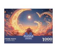 Sinoshow_24085_a_Large_Orange_Moon_in_The_Sky_Surrounded_by_cre_61b48082-d670-44a9-9b68-433e80e943d4_2 1000 Piezas Rompecabezas Estimulante Y Educativo Rompecabezas, Imágenes Vi