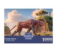 Sinoshow_24085_a_Metallic_Red_and_Black_Leopard_with_Sharp_teet_397935f0-7e60-4edb-8b5b-d04efb7137ae_2 1000 Piezas Rompecabezas Estimulante Y Educativo Rompecabezas, Imágenes Vi