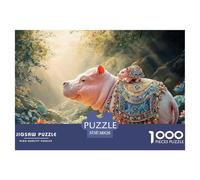 Sinoshow_24085_a_Pink_Hippopotamus_with_a_Baby_Elephant_on_Its__b99c375f-4e5e-4e93-b8e7-5ee72231ef0e_2 1000 Piezas Rompecabezas Estimulante Y Educativo Rompecabezas, Juego Familiar Anti-Estrés, Jugue