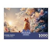 Sinoshow_24085_a_Red_Cat_is_Stepping_on_The_Clouds_with_Golden__3252a9a3-a550-442f-9781-8a745563f3e0_1 1000 Piezas Rompecabezas Estimulante Y Educativo Rompecabezas, Juego Familiar Anti-Estrés, Regal