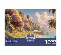 Sinoshow_24085_a_Sunny_Beach_Scene_with_Palm_Trees_Flowers_and__c485dfd1-003a-4a70-9655-d3216e037c10_4 1000 Piezas Rompecabezas Estimulante Y Educativo Rompecabezas, Juguetes Educativos Únicos Y Esti