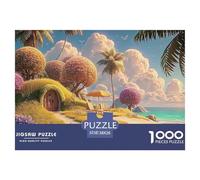 Sinoshow_24085_a_Sunny_Beach_Scene_with_Palm_Trees_Flowers_and__c485dfd1-003a-4a70-9655-d3216e037c10_3 1000 Piezas Rompecabezas Estimulante Y Educativo Rompecabezas, Imágenes Vi