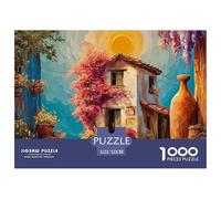 Sinoshow_24085_a_Sunny_Day_in_The_Village_with_Pots_of_Flowers__107b14b6-f239-4089-a1bd-3d4ce5037960_2 1000 Piezas Rompecabezas Divertido Y Estimulante Rompecabezas, Juguetes Educativos Únicos Y Esti