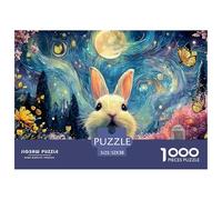 Sinoshow_24085_a_White_Cute_Bunny_with_Flowers_a_Butterfly_and__74c6c0a9-ccf6-41b4-9ddd-80b218fb4743_4 1000 Piezas Jigsaw Puzzle Difícil, Desafiante, Casi Imposible Rompecabezas, Juguetes Educativos