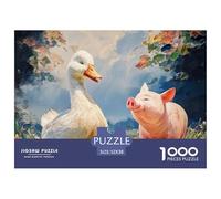 Sinoshow_24085_a_White_Duck_and_a_Pink_Pig_Dancing_in_The_Grass_a5bb5c35-0c42-4fd9-a137-f7b3b97d466d_4 1000 Piezas Rompecabezas Divertido Y Estimulante Rompecabezas, Imágenes Vi