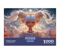 Sinoshow_24085_a_White-Haired_Blue-Eyed_Girl_Wearing_White_and__70c53648-5dc3-45db-82ab-6cd544333f54_1 1000 Piezas Rompecabezas Difícil, Desafiante, Casi Imposible Rompecabezas, Juego Familiar Anti-E