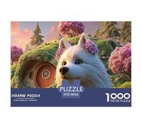 Sinoshow_24085_a_White_Husky_Dog_with_a_Pink_Nose_Holding_Flowe_8915dcc4-8ed9-4b13-b8dc-6cd327b266e4_3 1000 Piezas Rompecabezas Estimulante Y Educativo Juego De Rompecabezas, Im