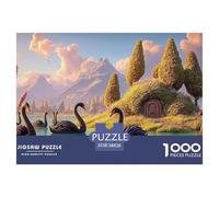 Sinoshow_24085_Black_Swans_Swimming_in_The_Lake_Reeds_and_Mount_e25b75c1-5474-4494-b293-c16cbb321d86_4 1000 Piezas Rompecabezas Difícil, Desafiante, Casi Imposible Rompecabezas, Juguetes Educativos Ú