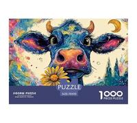 Sinoshow_24085_Cute_Cow_Holding_a_Daisy_in_The_Style_of_colorfu_c21fc56b-b769-463f-b813-a49f24095596_4 1000 Piezas Rompecabezas Estimulante Y Educativo Rompecabezas, Juguetes Educativos Únicos Y Esti