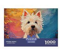 Sinoshow_24085_Oil_Painting_of_a_White_Westie_Dog_with_a_Blue_b_124e6491-98f2-4404-9fdd-1af67ae170cb_3 1000 Piezas Jigsaw Puzzle Difícil, Desafiante, Casi Imposible Juego De Rompecabezas, Juego Famil