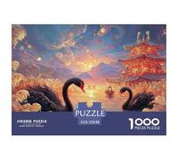 Sinoshow_24085_Oil_Painting_of_Black_Swans_Swimming_in_The_Lake_56017e3a-8978-4979-8d99-c828fe948df6_2 1000 Piezas Rompecabezas Estimulante Y Educativo Rompecabezas, Juego Familiar Anti-Estrés, Jugue