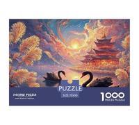 Sinoshow_24085_Oil_Painting_of_Black_Swans_Swimming_in_The_Lake_56017e3a-8978-4979-8d99-c828fe948df6_3 1000 Piezas Rompecabezas Estimulante Y Educativo Rompecabezas, Juego Familiar Anti-Estrés, Jugue