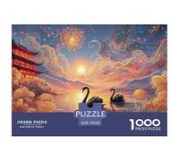 Sinoshow_24085_Oil_Painting_of_Black_Swans_Swimming_in_The_Lake_56017e3a-8978-4979-8d99-c828fe948df6_4 1000 Piezas Rompecabezas Estimulante Y Educativo Rompecabezas, Juego Familiar Anti-Estrés, Jugue