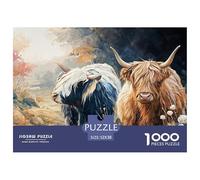 Sinoshow_24085_Oil_Painting_of_Two_Highland_Cows_One_Black_and__458f2f7c-ebc8-48e2-a474-b8a3d8941621_1 1000 Piezas Rompecabezas Divertido Y Estimulante Rompecabezas, Juego Familiar Anti-Estrés, Regal