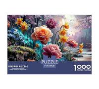Sinoshow_24085_Pink_Roses_Yellow_Daffodils_and_Blue_Forget-me-n_b443445c-6c73-4bba-b91a-548ed5f55e7e_3 1000 Piezas Rompecabezas Difícil, Desafiante, Casi Imposible Juego De Rompecabezas, Regalo De Na