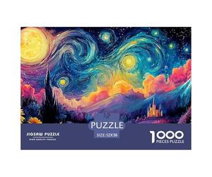 Sinoshow_24085_Sunflower_Field_Swirling_Sky_with_Stars_and_swir_d40fb595-2b91-4fef-8b9c-ada313073139_3 1000 Piezas Jigsaw Puzzle Difícil, Desafiante, Casi Imposible Rompecabezas, Juego Familiar Anti-