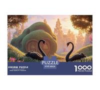 Sinoshow_24085_Two_Black_Swans_in_The_Middle_of_a_Lake_with_Ree_27d39432-fe98-4b78-9481-6c39337b66c2_1 1000 Piezas Rompecabezas Difícil, Desafiante, Casi Imposible Rompecabezas, Juguetes Educativos Ú