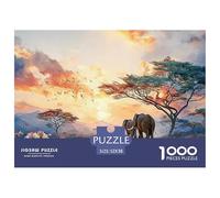 Sinoshow_24085_Two_Elephants_Walk_in_The_Savannah_Against_an_or_66634573-c611-410f-b608-70b0717a31d1_2 1000 Piezas Jigsaw Puzzle Difícil, Desafiante, Casi Imposible Rompecabezas, Juguetes Educativos