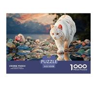 Sinoshow_24085_White_Cat_Walking_on_The_Water_Reflection_of_a_w_742950de-59a5-42b0-8085-301c41b1931b_2 1000 Piezas Jigsaw Puzzle Difícil, Desafiante, Casi Imposible Juego De Rompecabezas, Juego Famil