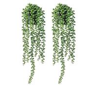Sinoyer Verde Home Deco Plantas Artificial, Decorativas Verdes, Plantas Falsas Decorativas para Jardín Hogar Oficina, Fondo de Boda Decoración Camino Mesa,Planta en Maceta Cadena de Lágrimas 2pcs