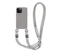 SINQERISHT CrossBody - Funda para teléfono compatible con Apple iPhone 13, funda delgada y flexible de microfibra de silicona líquida con correa para el cuello desmontable, a prueba de golpes (gris)