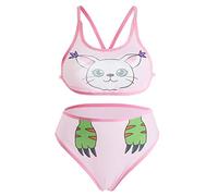 SINROYEE Conjunto de lencería sexy para mujer, bikini de anime japonés, Lolita Kawaii, sujetador y bragas para mujer (rosa)