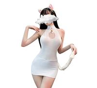 SINROYEE Lencería sexy de anime japonés para cosplay, gato, lolita, ropa interior sexy y linda (blanco #2)
