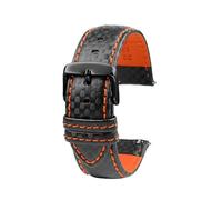 SinSed Correa De Cuero Para Reloj De Fibra De Carbono, 18Mm, 20Mm, 21Mm, 22Mm, 23Mm, 24Mm, Para Hombres Y Mujeres, Alfiler de naranja, 18mm