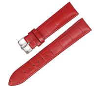 SinSed Correas De Reloj De Cuero 18Mm 20Mm 22Mm 24Mm Correa De Reloj Correa De Acero Hebilla Pulsera De Cinturón, Plateado rojo, 16mm