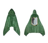 SINSEN AOT Capa de Cosplay de Anime Levi con Capucha Manta Ponible Capa de Franelas Verde Disfraz del Cuerpo de Reconocimiento para Fiesta Halloween Carnaval, Ejército, M