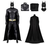 SINSEN Disfraz de superhéroe de murciélago para hombres adultos, disfraz de caballero para cosplay, capa y máscara para fiesta de Halloween, color oscuro (XL, disfraz de murciélago + máscara)