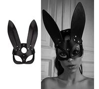 SINSEN Máscara de conejo de cuero para mujer, máscara de ojos sexy de media cara, máscara de conejo, disfraz de Halloween, fiesta de máscaras, Mardi Gras, accesorios de carnaval