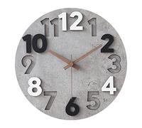 Sinsoledad Reloj de pared grande de 30 cm, sin ruido de tictac, moderno, de madera, 3D, para salón, dormitorio, cocina (gris)