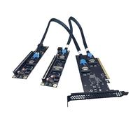 Sintech Tarjeta de expansión PCI-e 4.0 16X a 2 puertos PCIe 8X/16X, tarjeta dividida PCIe Bifurcation x16 a x8x8 con cable SlimSAS 8I de 75 cm